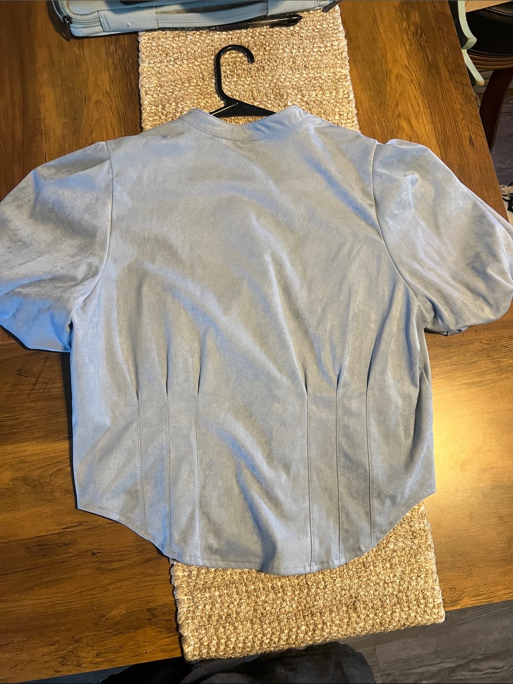 Bagatelle Collection New York XL Light Blue Puff Sleeve Button Front Top - Picture 6 of 6